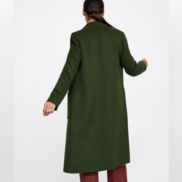 Zara Double breasted green wool blend coat S - Picture 4 of 13